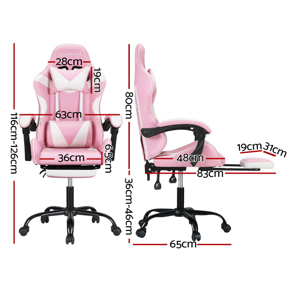Rejuvachair Footrest Pink 2 Point Massage Gaming & Office Chair