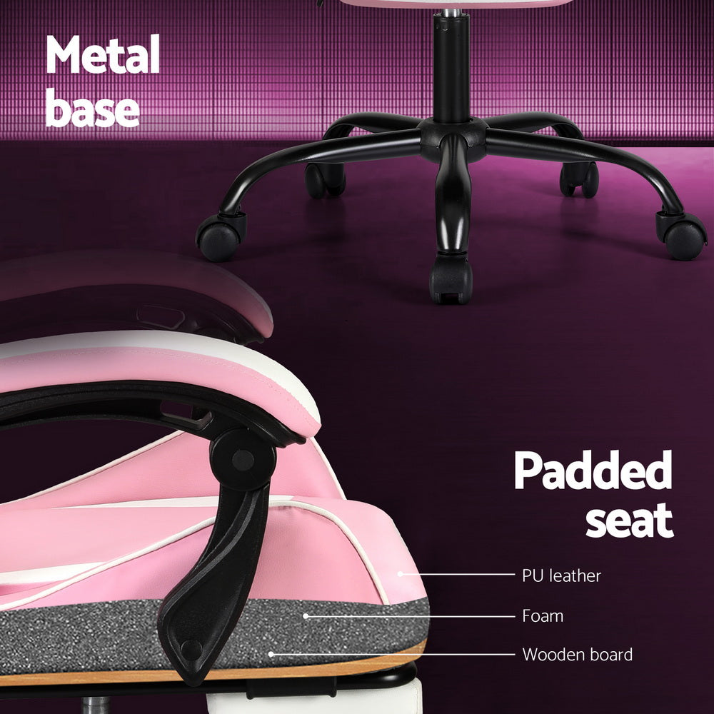 Rejuvachair Footrest Pink 2 Point Massage Gaming & Office Chair