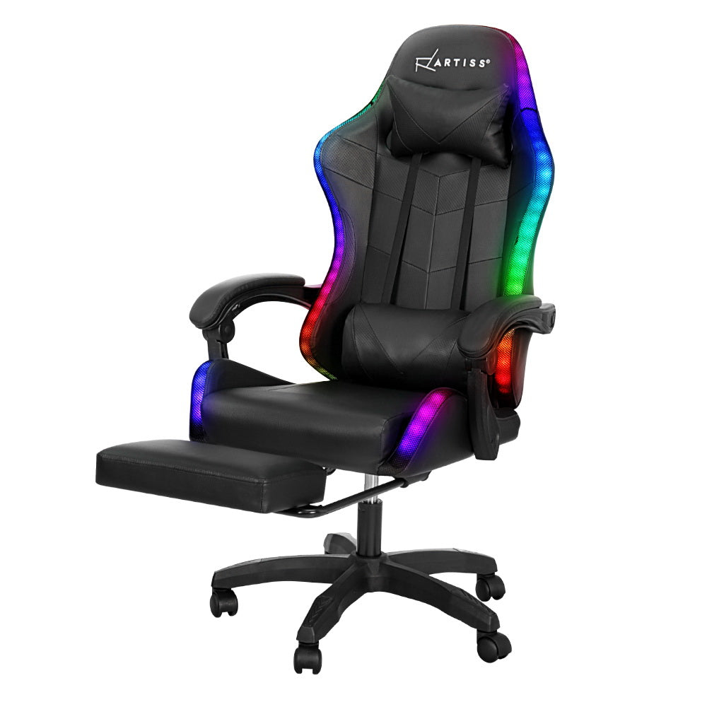 Rejuvachair 7 LED Footrest Black 6 Point Massage Gaming & Office Chair