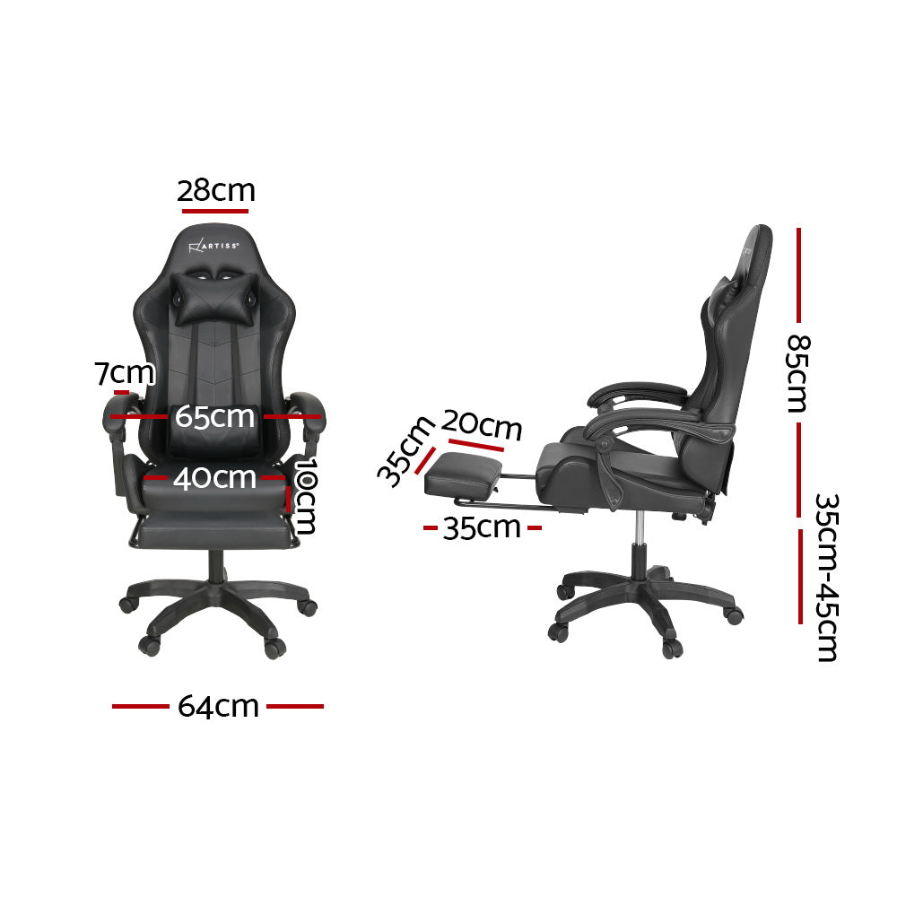 Rejuvachair 7 LED Footrest Black 6 Point Massage Gaming & Office Chair
