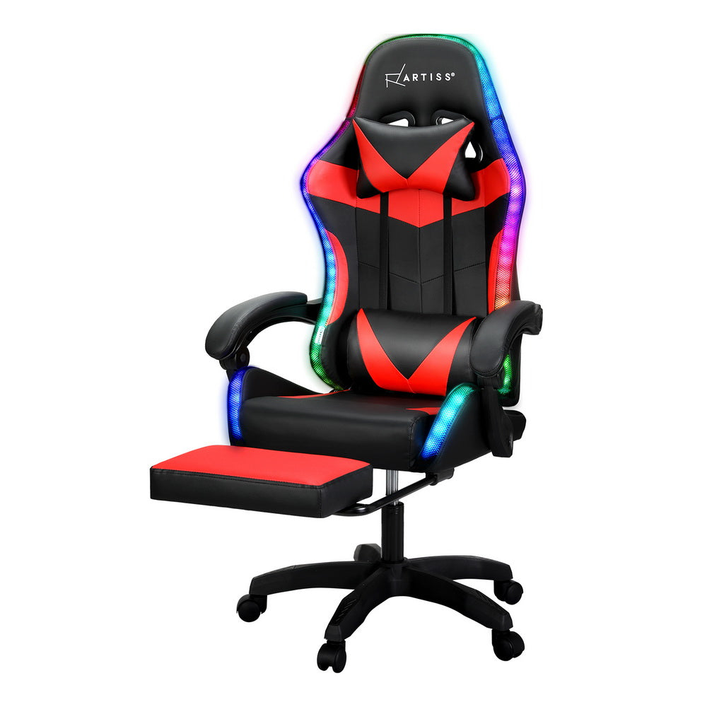 Rejuvachair 7 LED Footrest Red 6 Point Massage Gaming & Office Chair