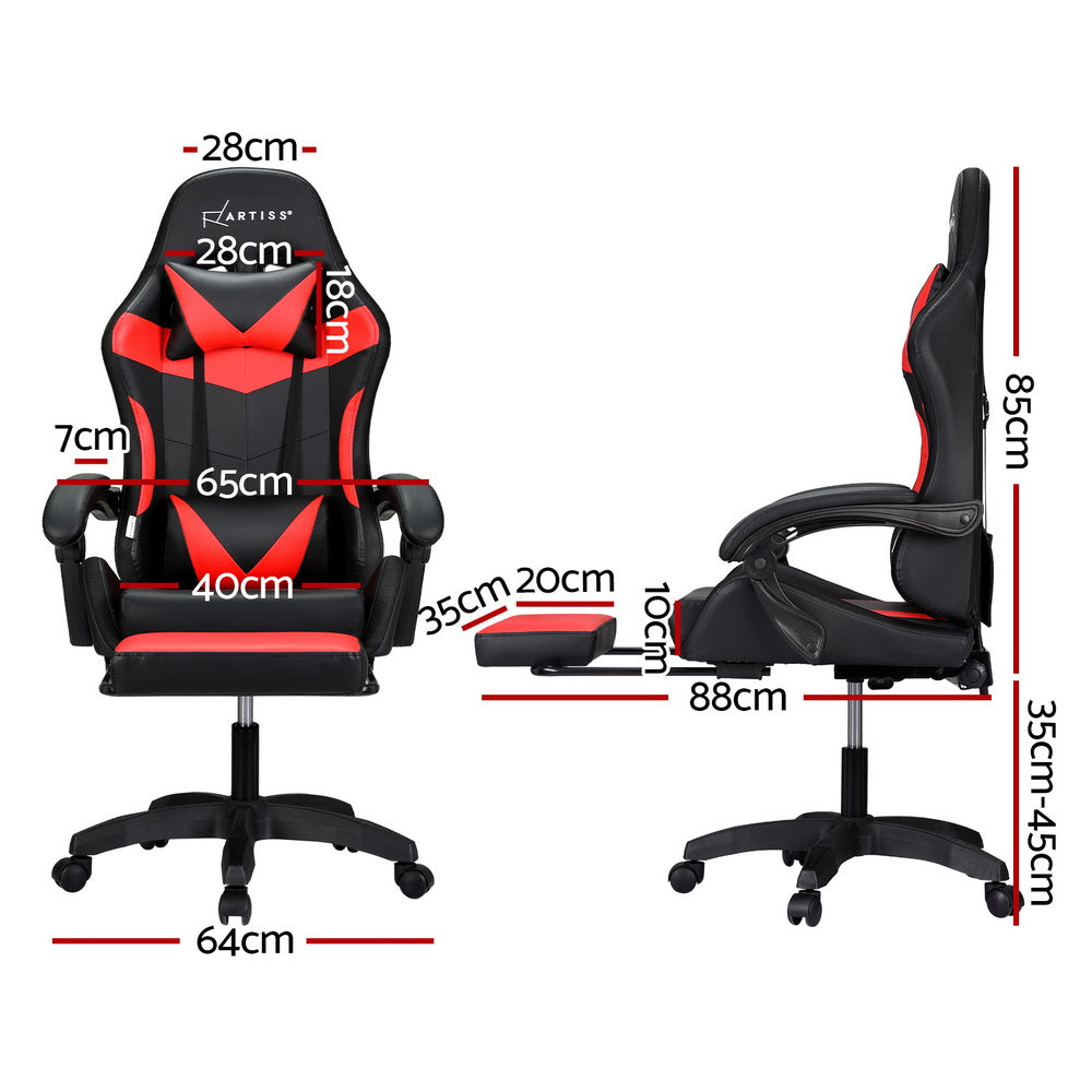 Rejuvachair 7 LED Footrest Red 6 Point Massage Gaming & Office Chair