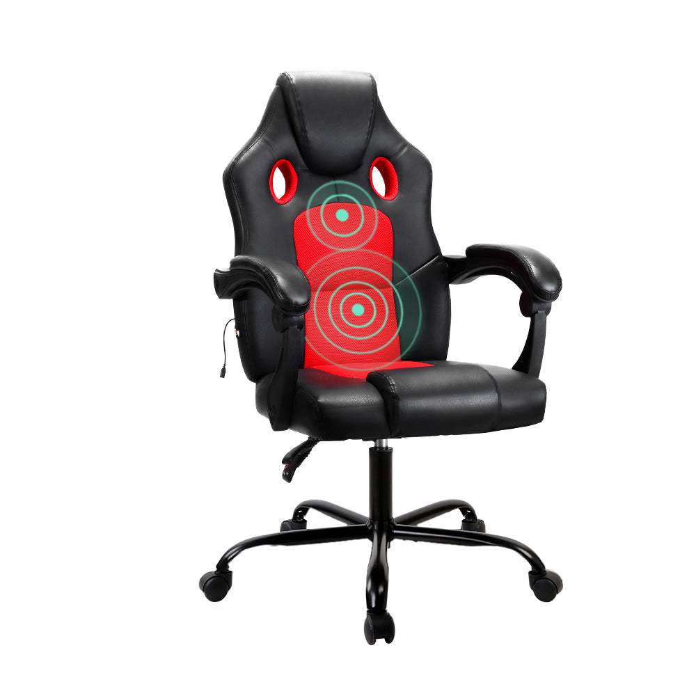 Rejuvachair Khir  2 Point Leather Red Massage Gaming Office Chair
