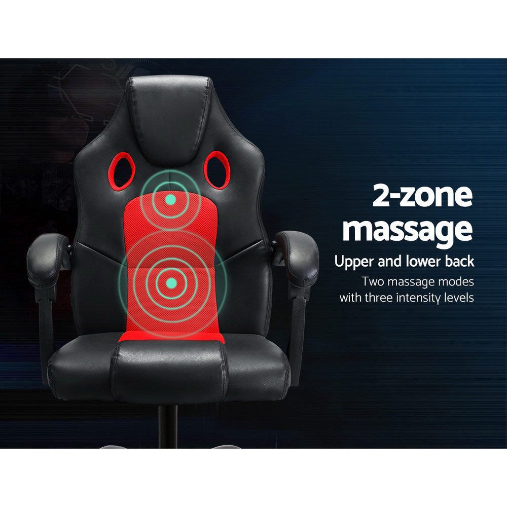 Rejuvachair Khir  2 Point Leather Red Massage Gaming Office Chair