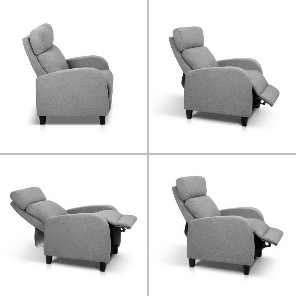 Arete Motion Fabric Reclining Armchair - Grey