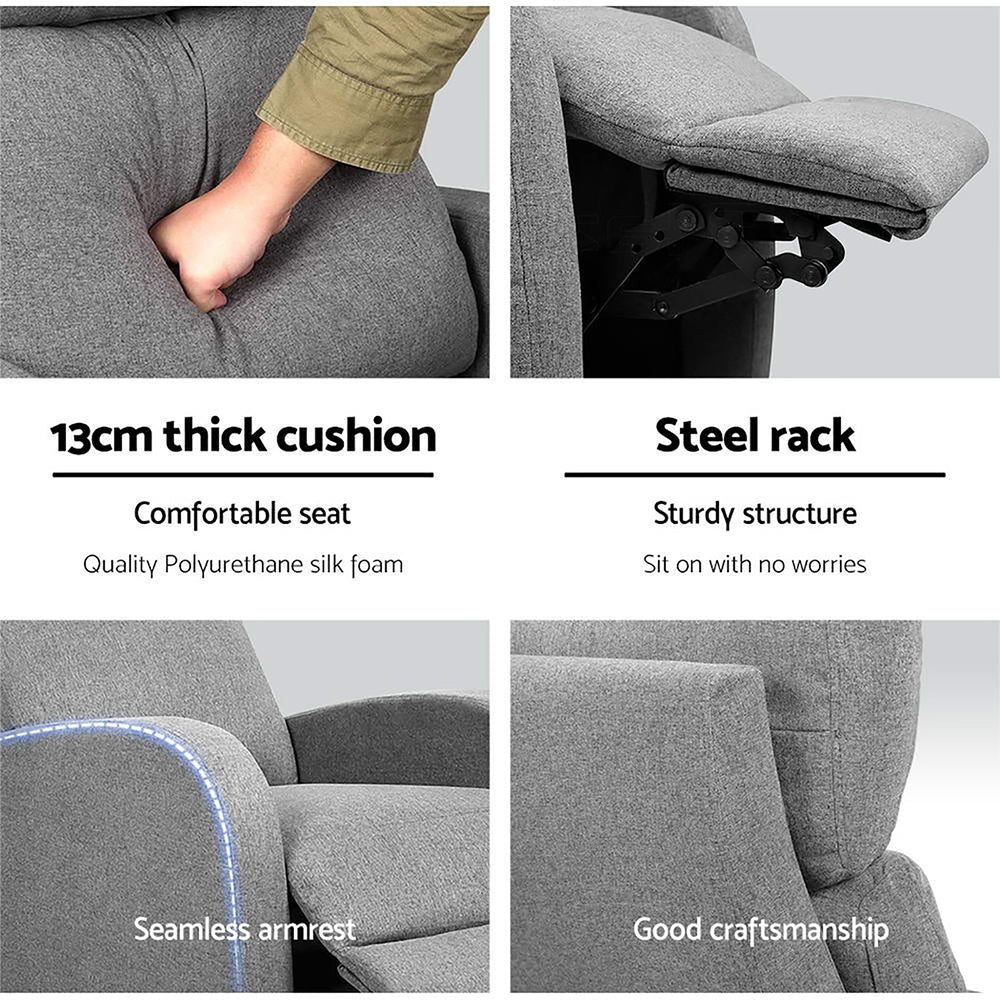 Arete Motion Fabric Reclining Armchair - Grey