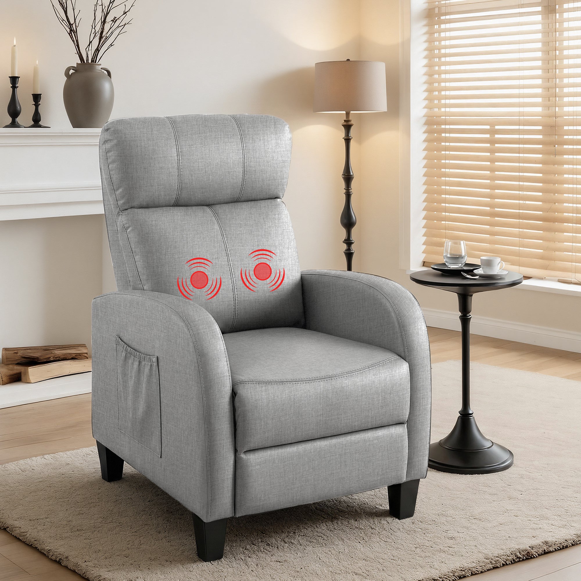 Arete Unwind,Grey Fabric Small Massage Recliner Chair