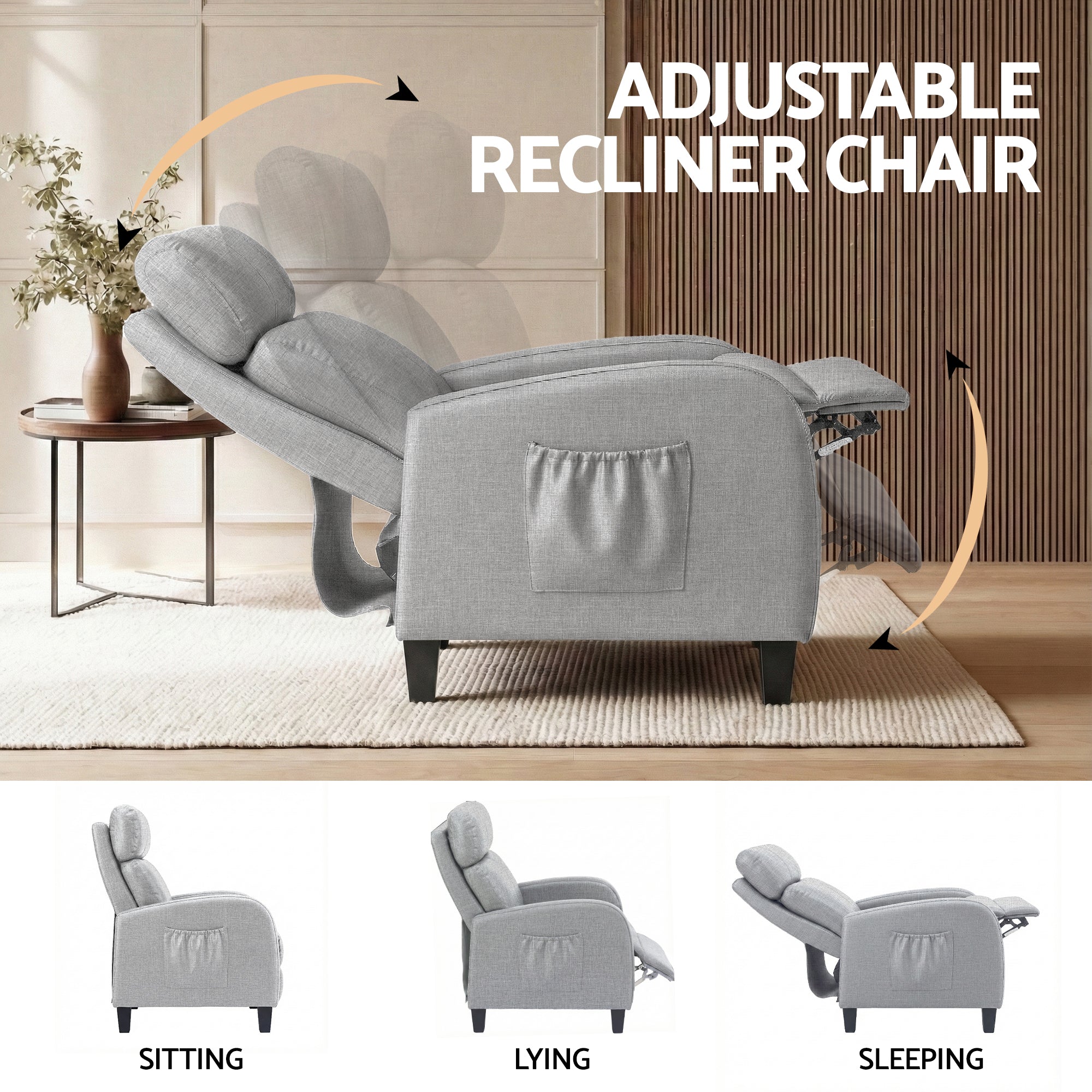 Arete Unwind,Grey Fabric Small Massage Recliner Chair
