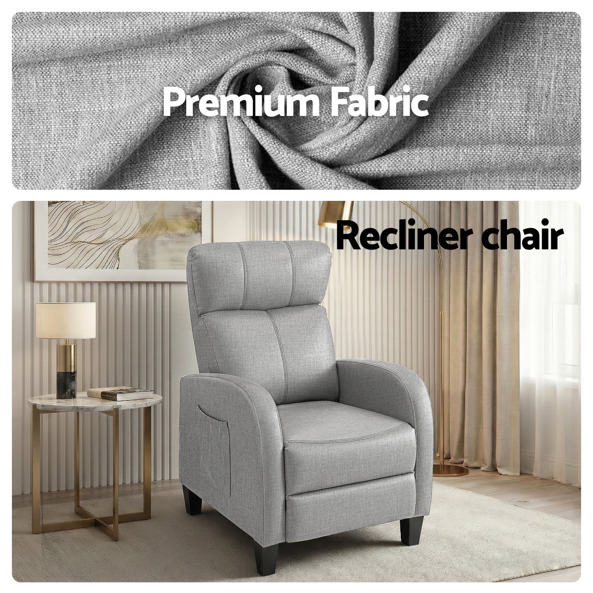 Arete Unwind,Grey Fabric Small Massage Recliner Chair