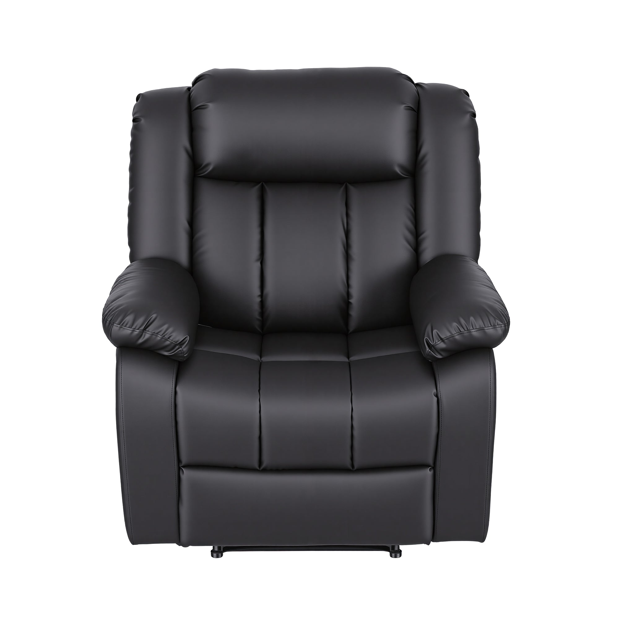 Rejuvachair Support, 8 Point Vibration & Lumbar Heat, Black Leather Massage Recliner Chair for Living Room,  Sofa Lounge Reclining Chair with 2 USB ports