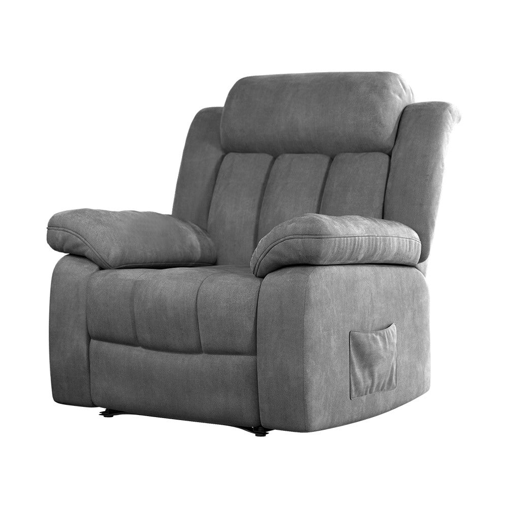 Arete Align Grey Velvet Electric Massage Recliner Chair