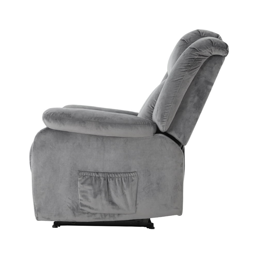 Arete Align Grey Velvet Electric Massage Recliner Chair
