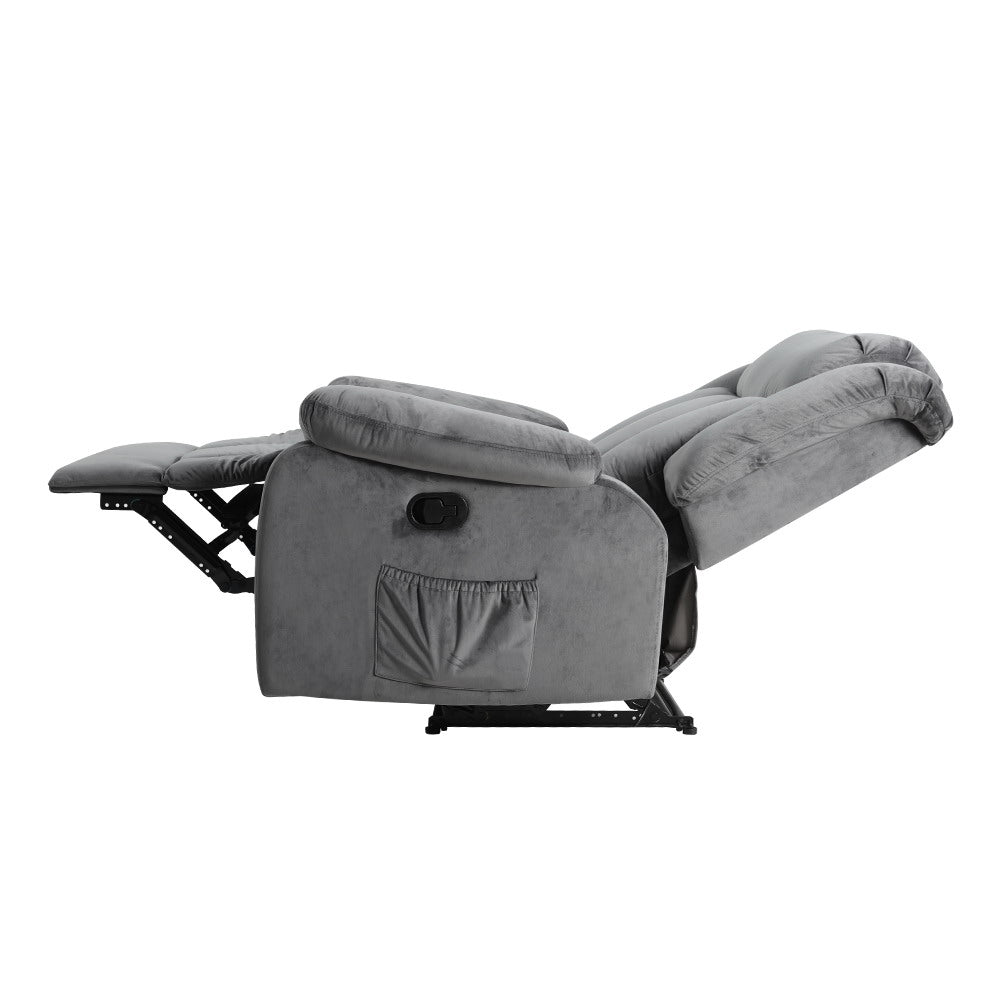 Arete Align Grey Velvet Electric Massage Recliner Chair
