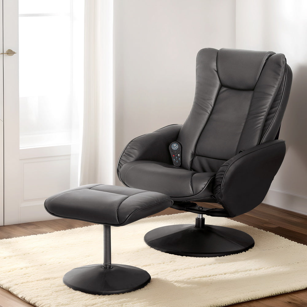 Daedalus Recliner Chair Ottoman Heated Massage - Black