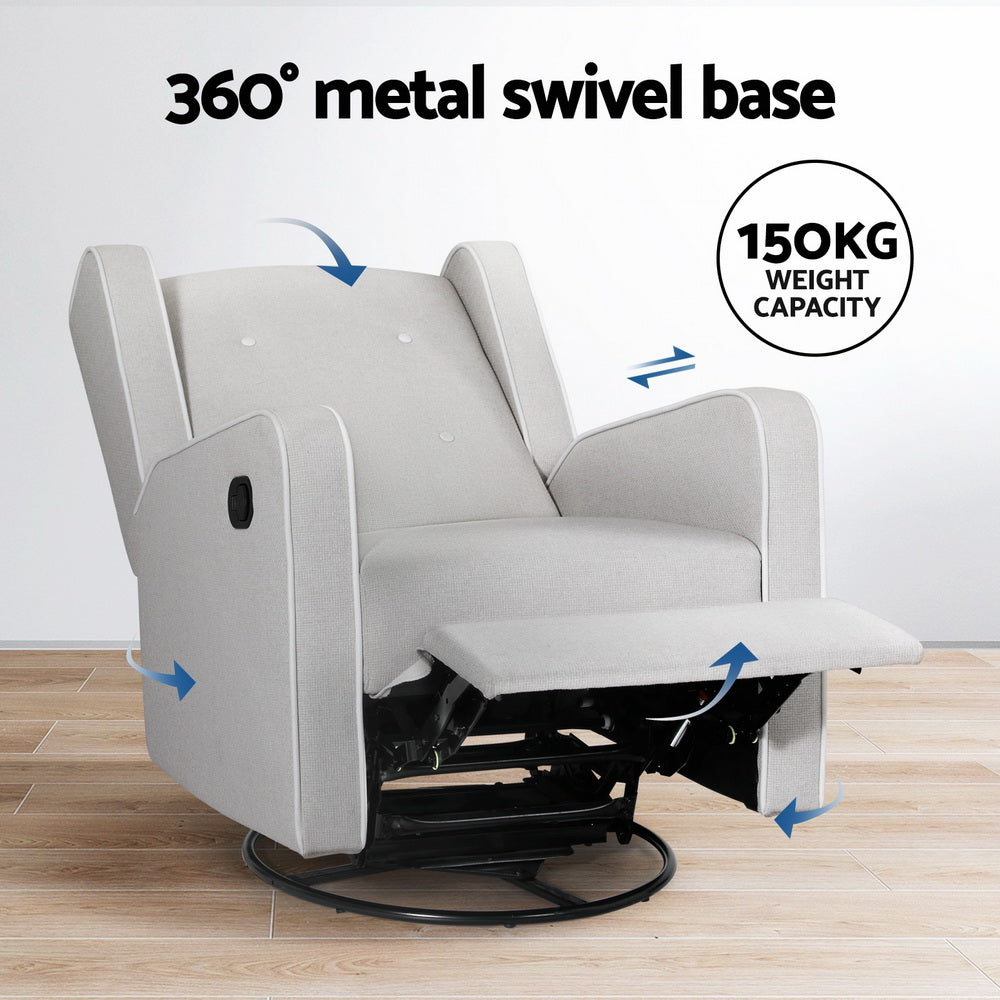 Arete Everyday 360 Swivel Grey Fabric Recliner Armchair