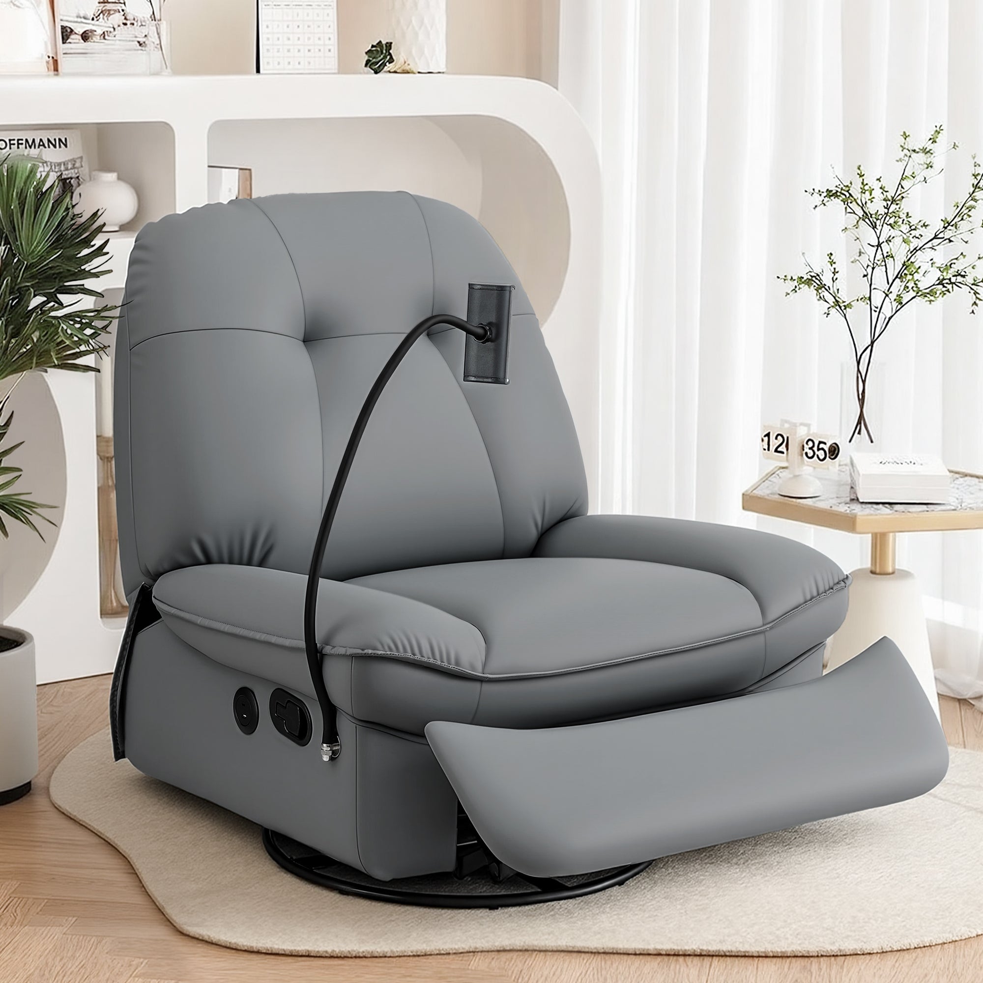 Arete Bliss, Swivel Rocker Nursery Sofa with USB Ports Rocking Recliner Chair