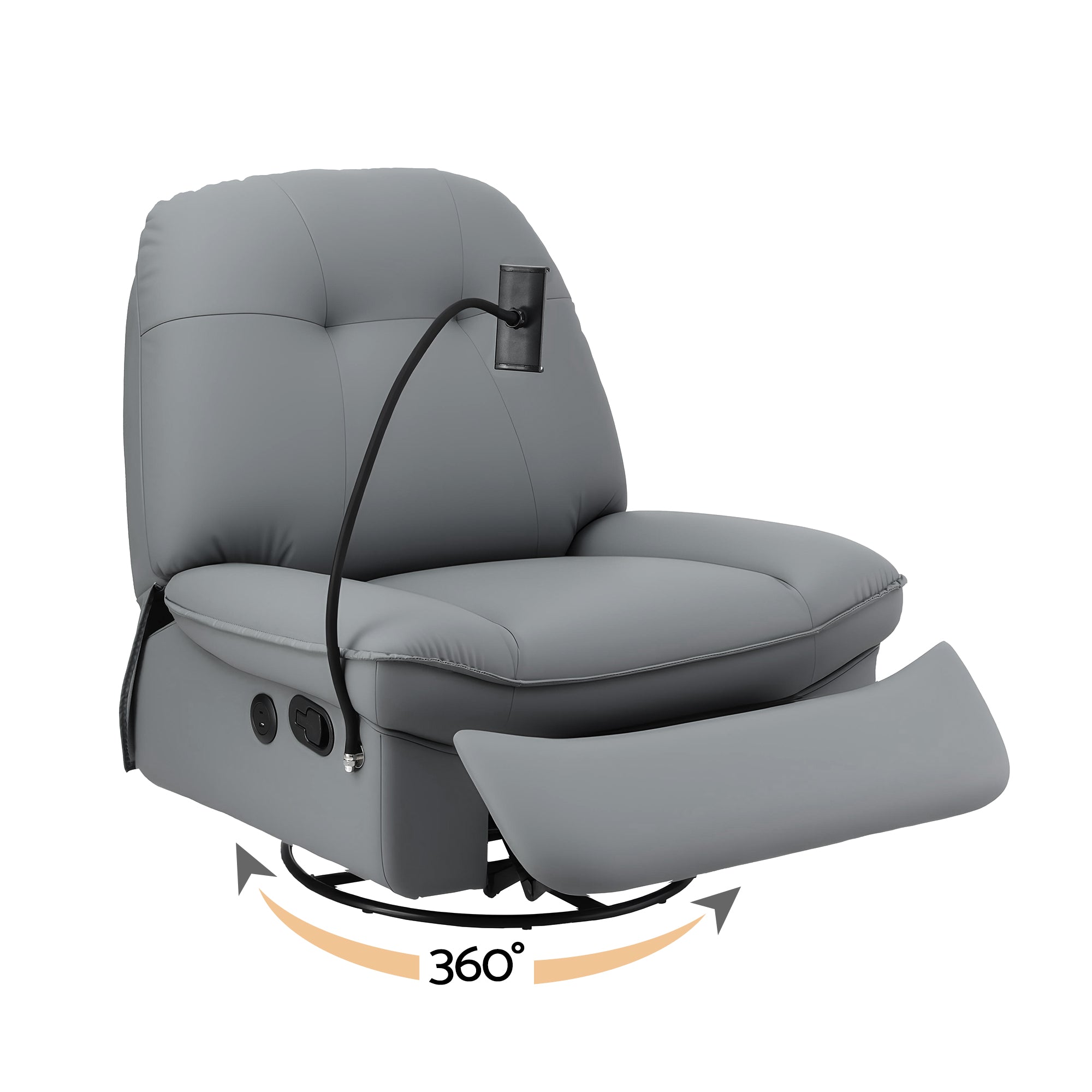 Arete Bliss, Swivel Rocker Nursery Sofa with USB Ports Rocking Recliner Chair