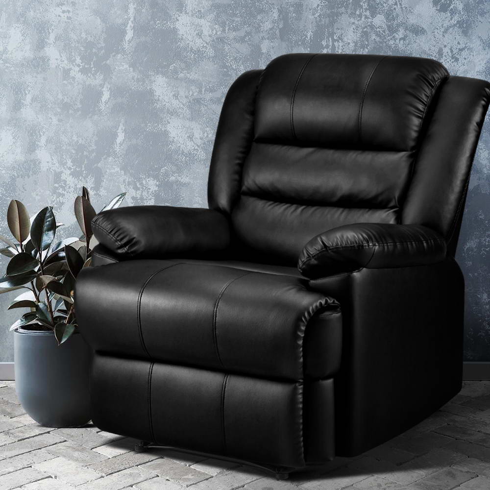 Arete Drift Recliner Black Leather  Chair