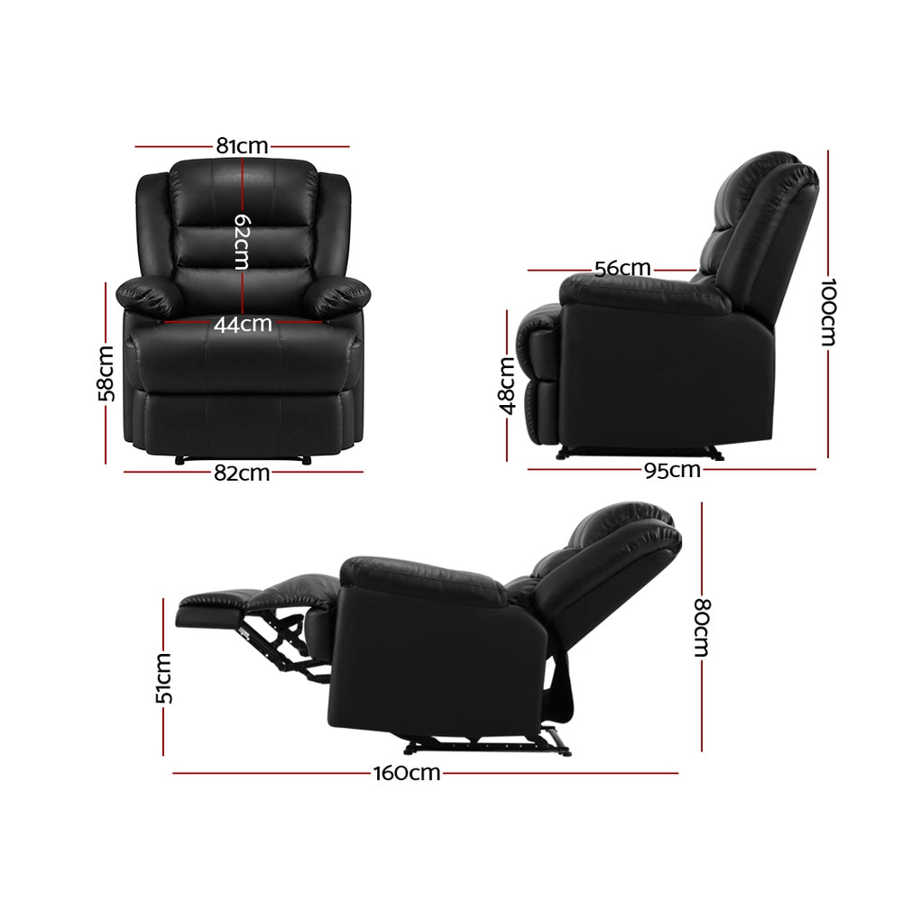 Arete Drift Recliner Black Leather  Chair