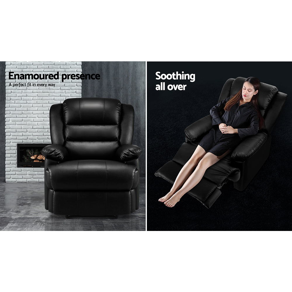Arete Drift Recliner Black Leather  Chair