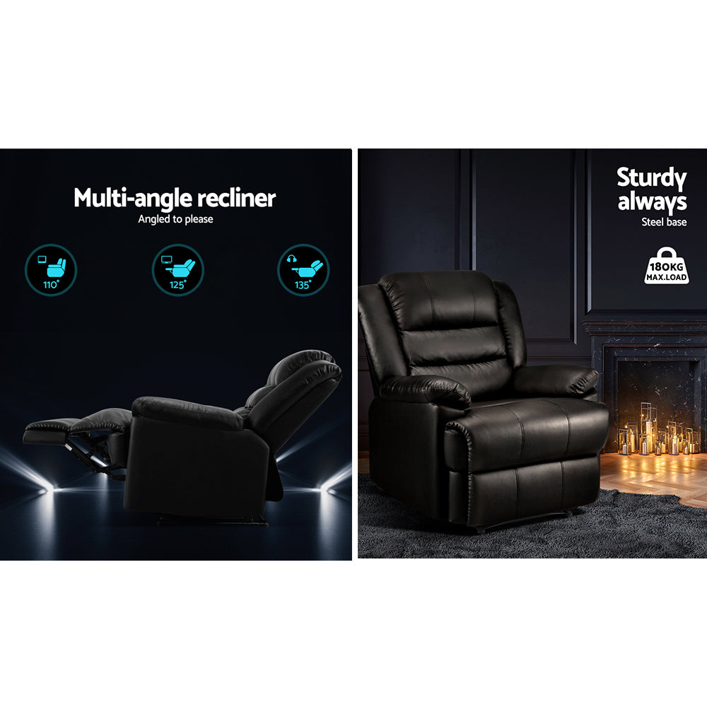 Arete Drift Recliner Black Leather  Chair