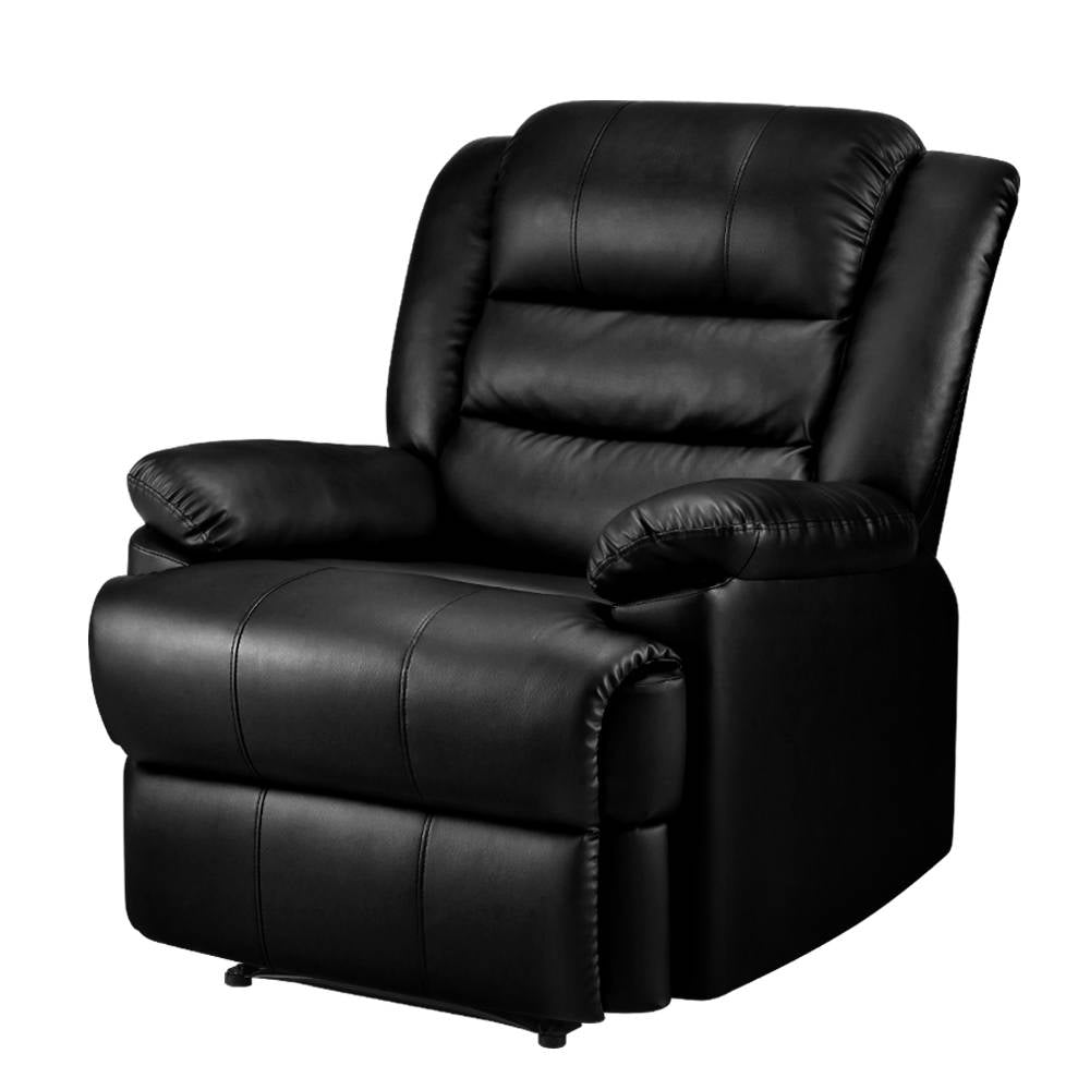 Arete Drift Recliner Black Leather  Chair