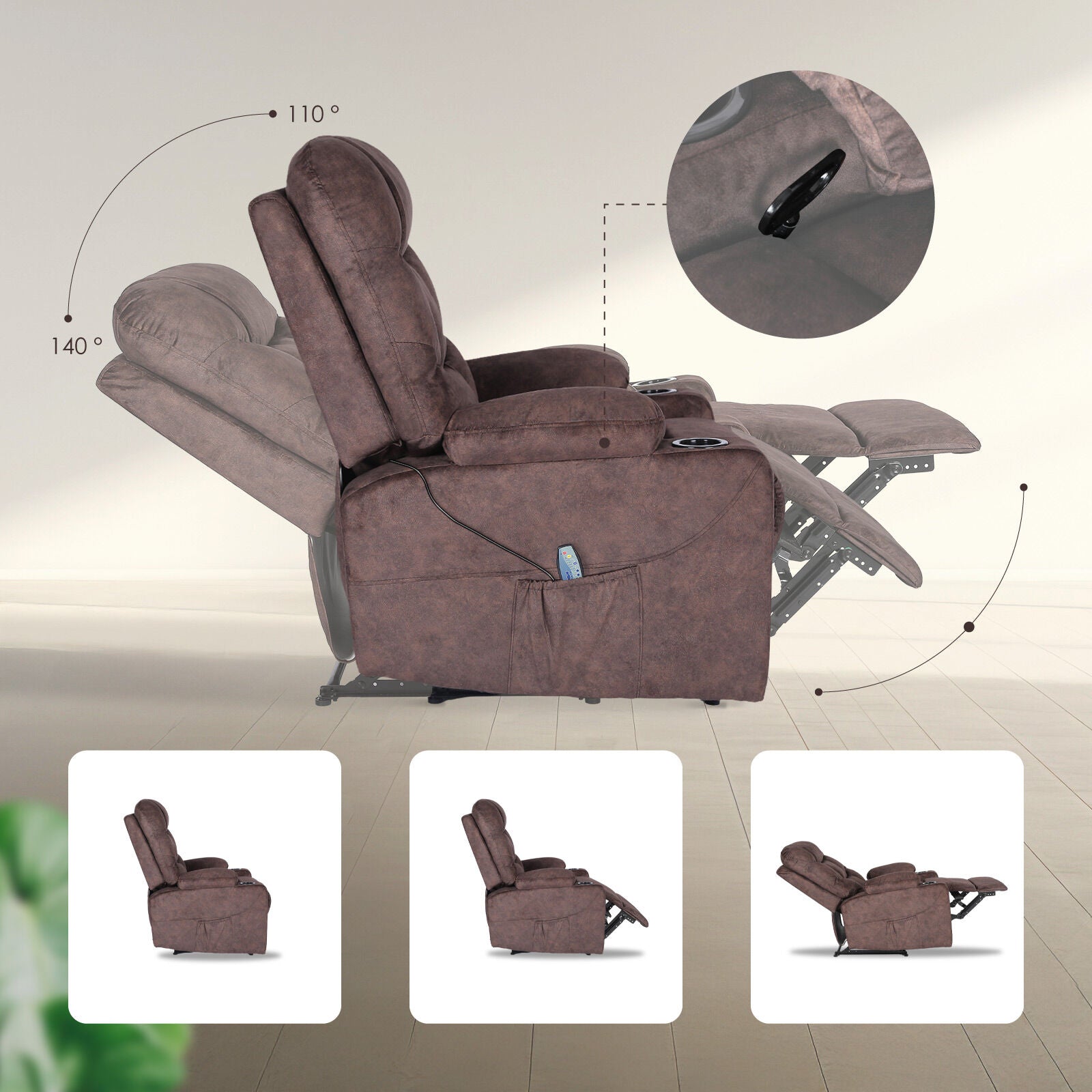Rejuchair Relax, AVERY BROWN Electric  Sofa Arm Massage Recliner Chair