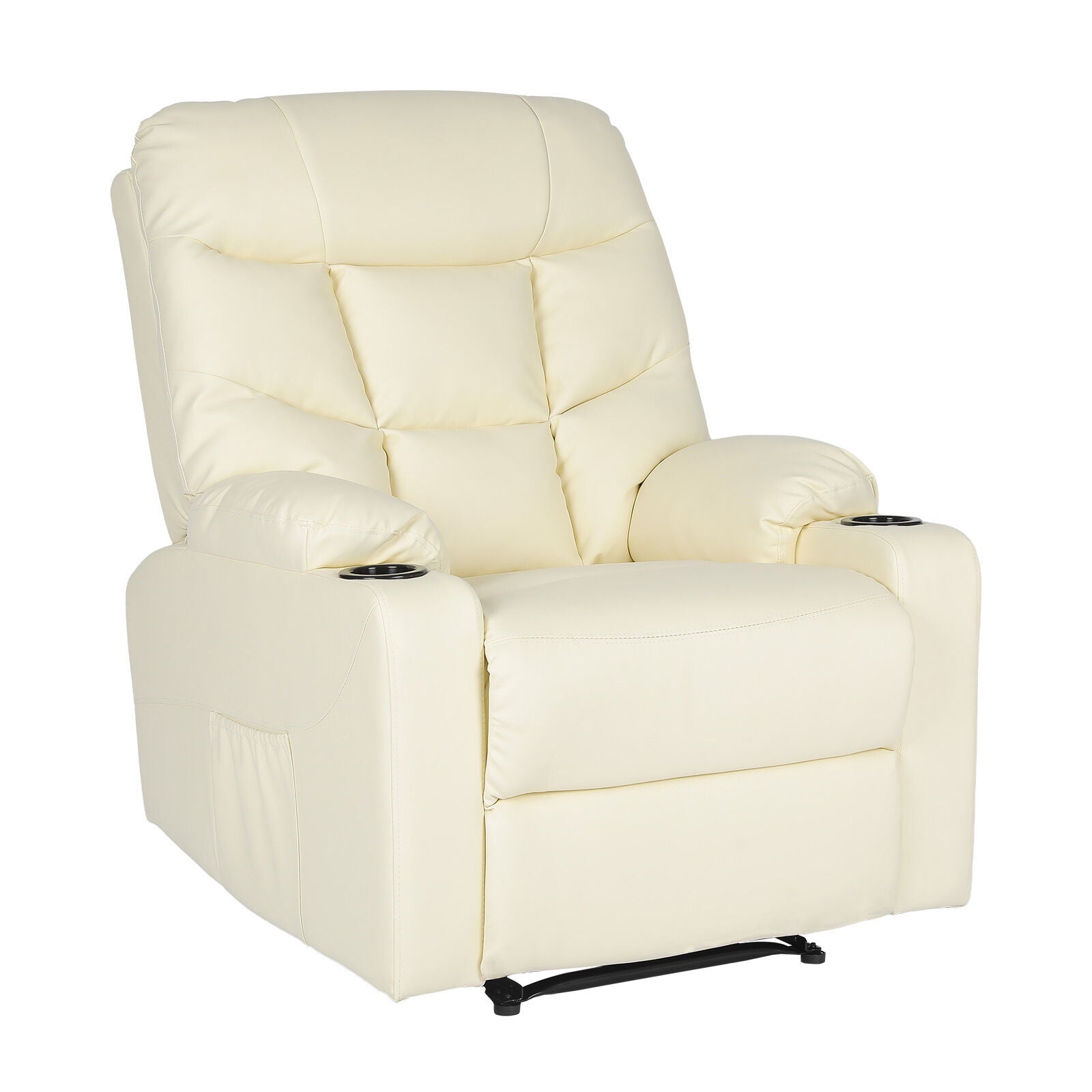 Rejuvachair Arleen, BEIGE Leather Lounge Sofa 8-Point Electric Massage Recliner Chair