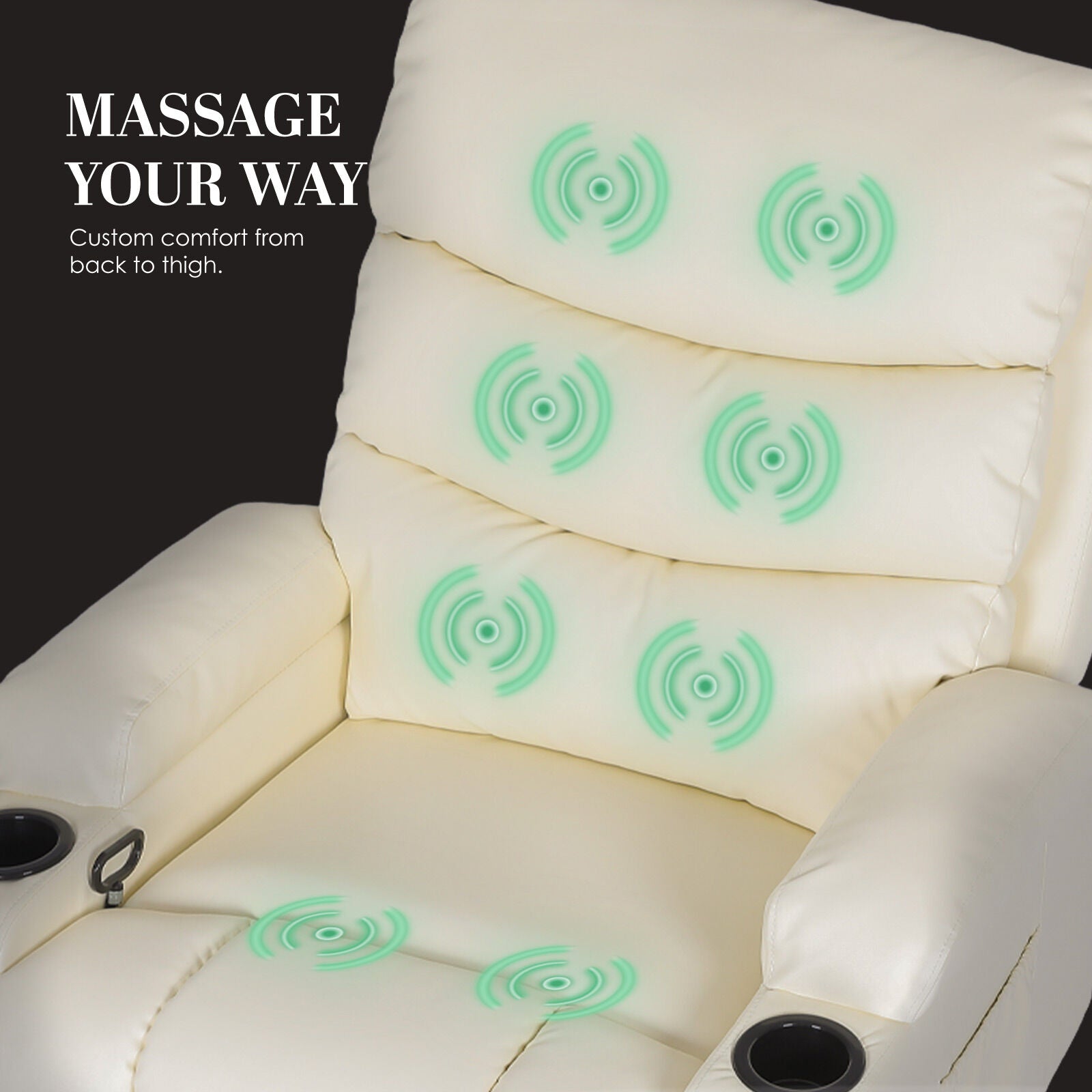 Arete Nest, CELINA CREAM Leather Electric Massage Recliner Armchair -