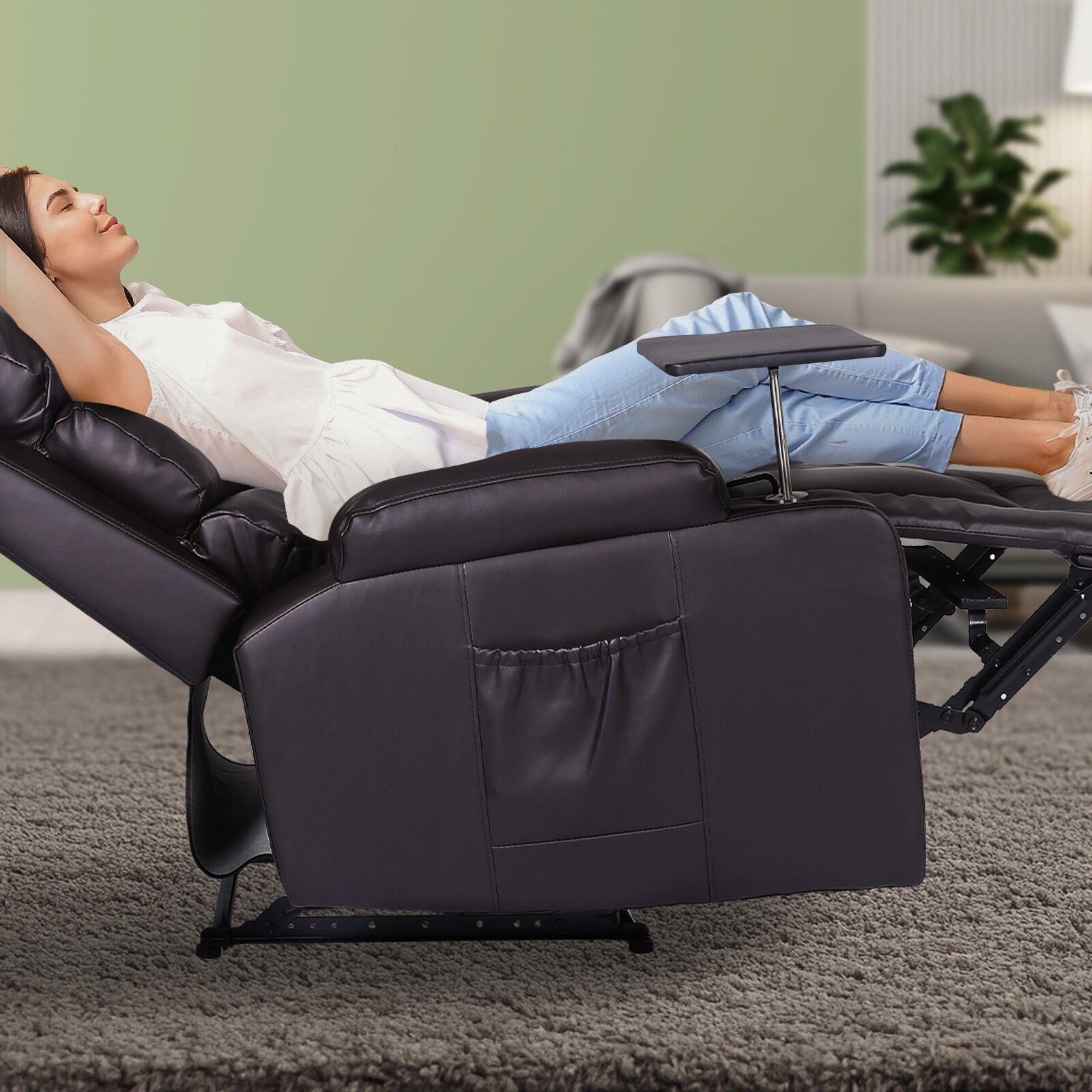 Arete Soothe, HARLOW BROWN Leather 8-Point Electric Massage Recliner Chair