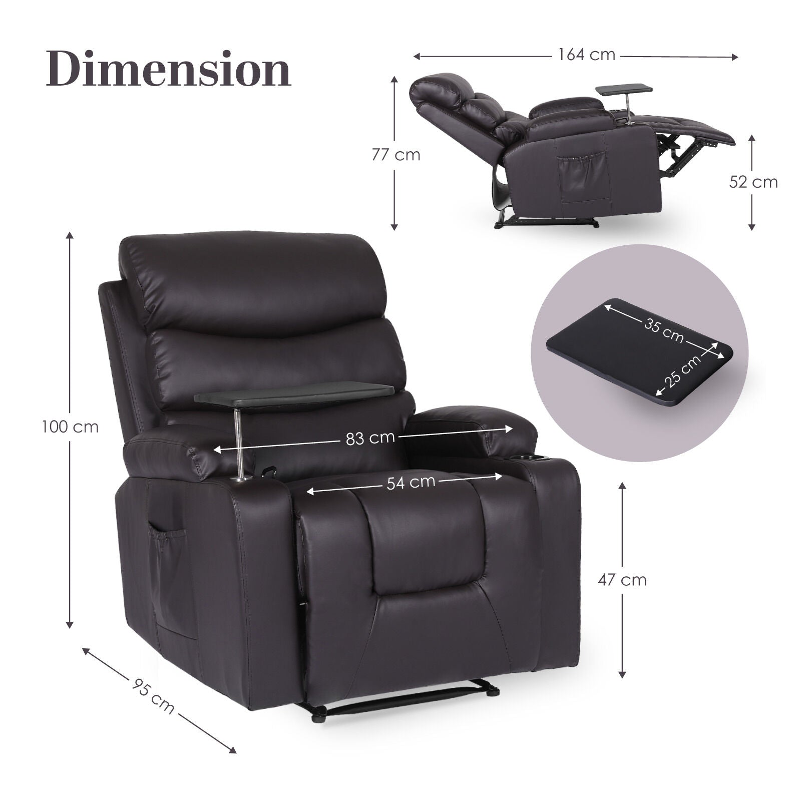Arete Soothe, HARLOW BROWN Leather 8-Point Electric Massage Recliner Chair