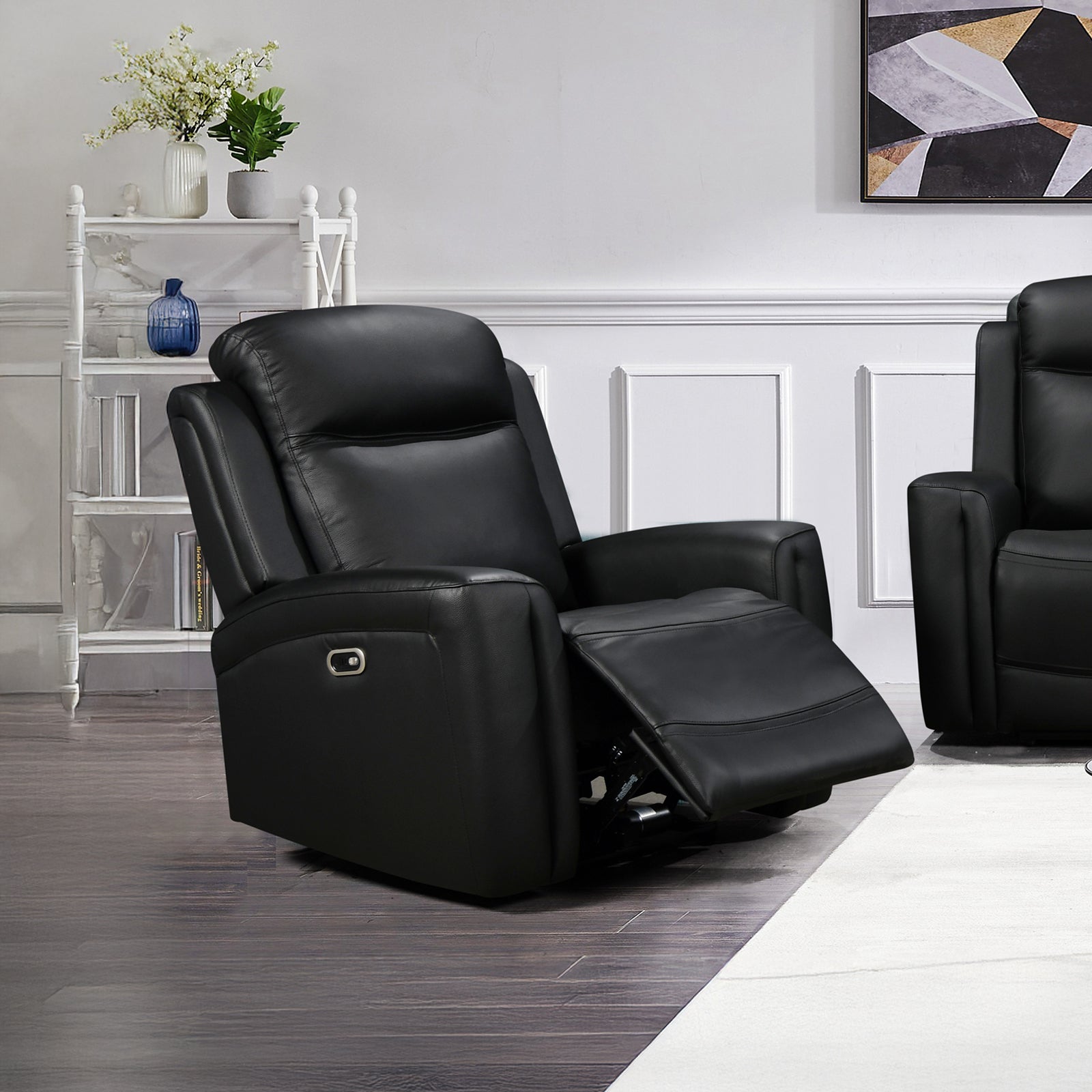 Rejuvachair Elevate 1 Seater Electric Black Leather Recliner
