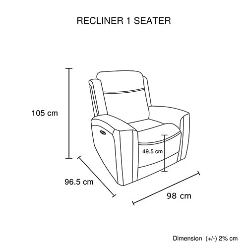 Rejuvachair Elevate 1 Seater Electric Black Leather Recliner