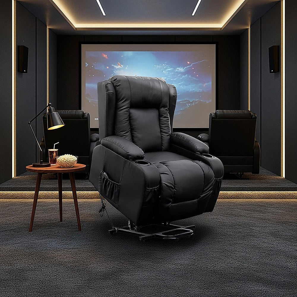 Arete Balance Recliner Leather Chair – Electric Massage Lift Chair with Heat Function