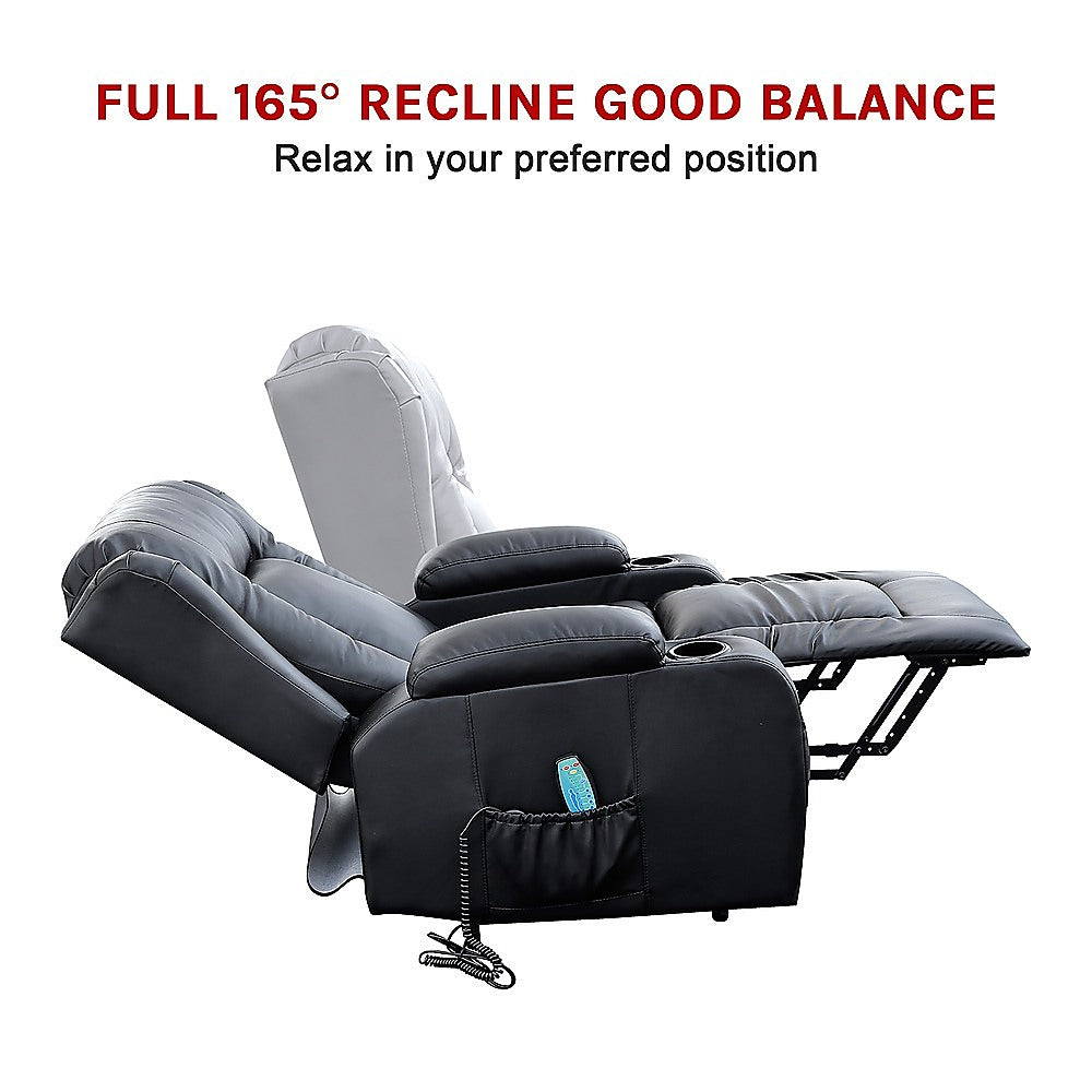 Arete Balance Recliner Leather Chair – Electric Massage Lift Chair with Heat Function