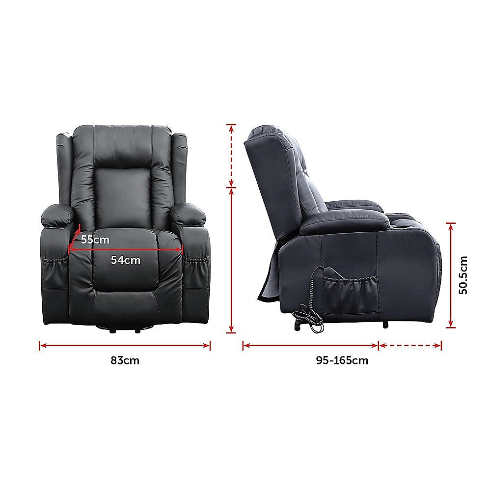 Arete Balance Recliner Leather Chair – Electric Massage Lift Chair with Heat Function