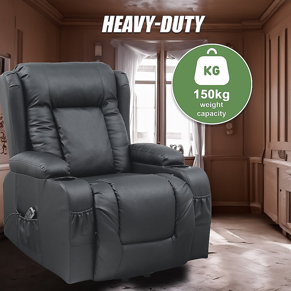 The Comfort Lift Heated Leather Recliner Electric Massage Chair with USB port
