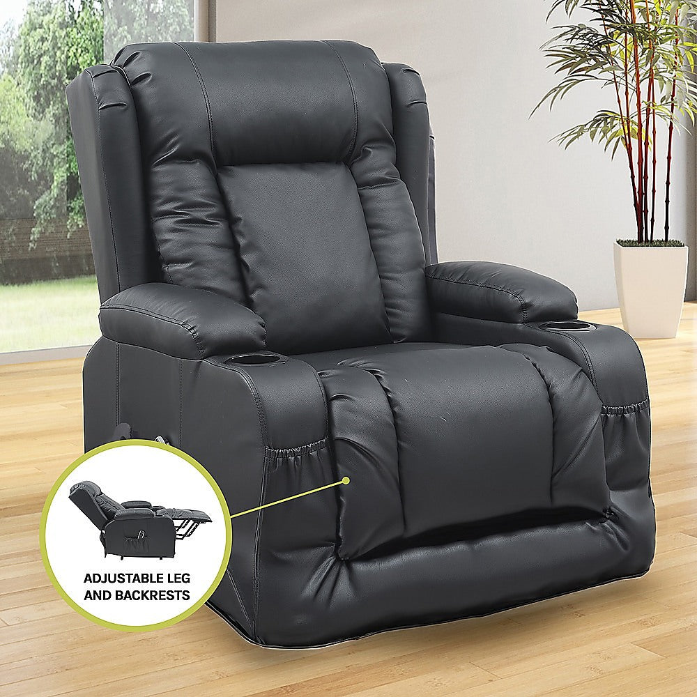 The Comfort Lift Heated Leather Recliner Electric Massage Chair with USB port