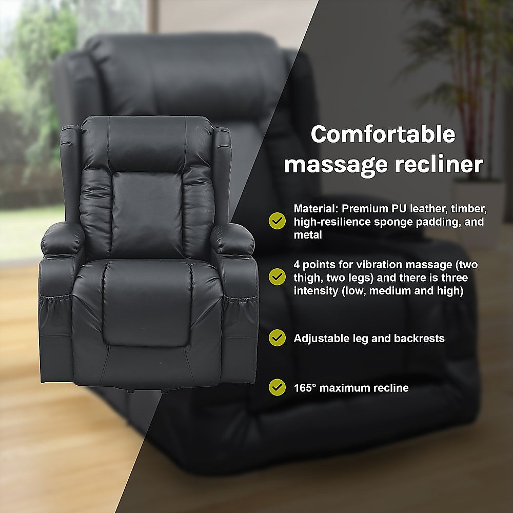 The Comfort Lift Heated Leather Recliner Electric Massage Chair with USB port