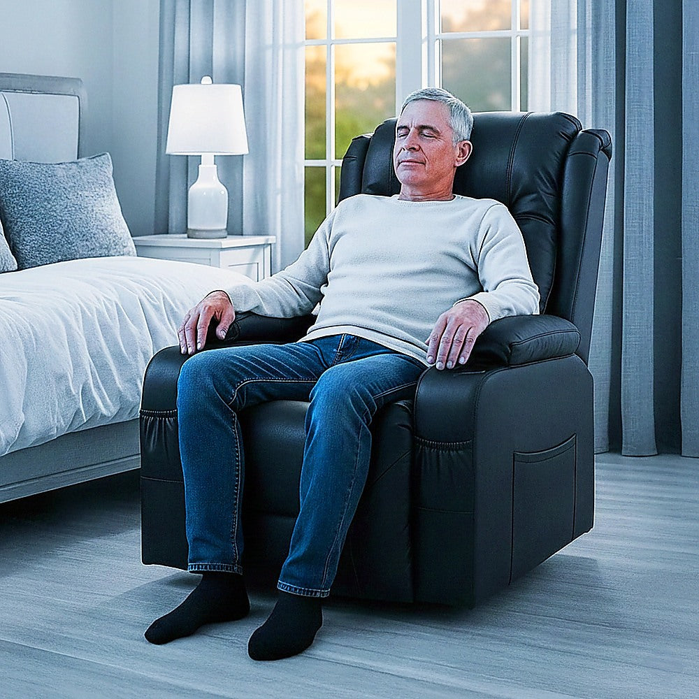The Comfort Lift Heated Leather Recliner Electric Massage Chair with USB port