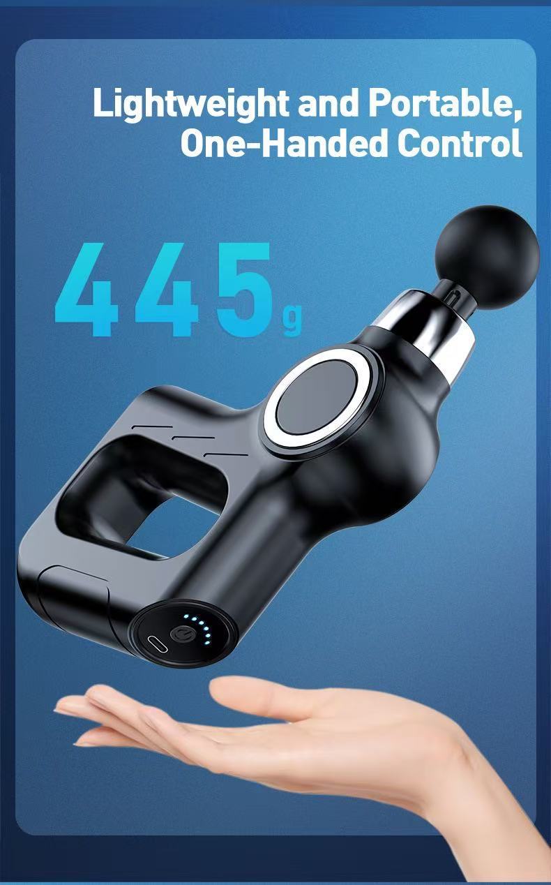 Red Portable Mini Triangle Massage Gun with 6 Heads & 6 Speed Setting - High Frequency Muscle Stimulator for Professional Fitness (Button Model)