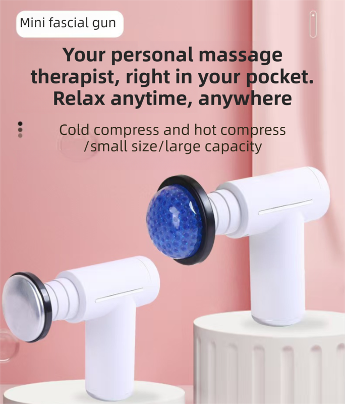Red Lightweight Mini Hot Cold Massage Gun with 6 Heads - 6 Intensity Dual Thermal Therapy Muscle Reliever for Portable Body Recovery
