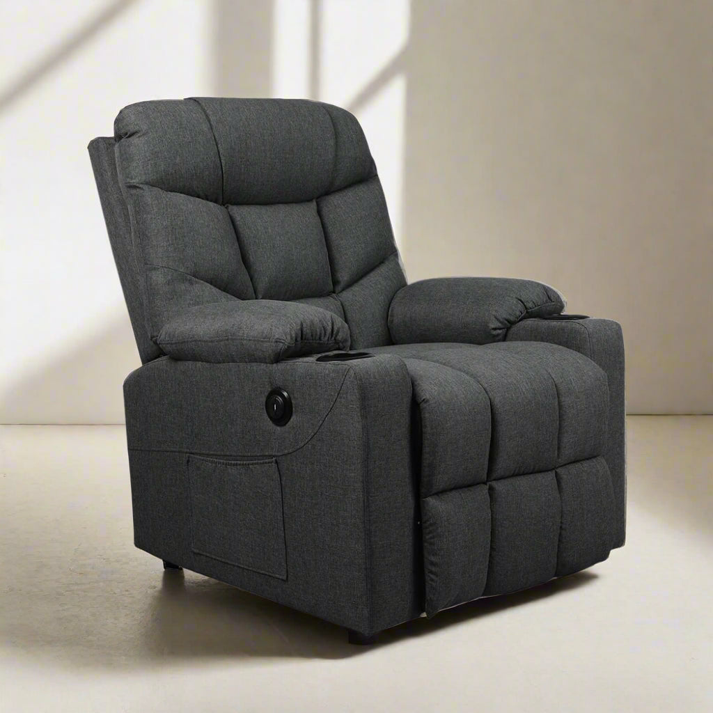 Medea Recliner Chair Electric Lift Chair Armchair Lounge Fabric USB Charge - Grey